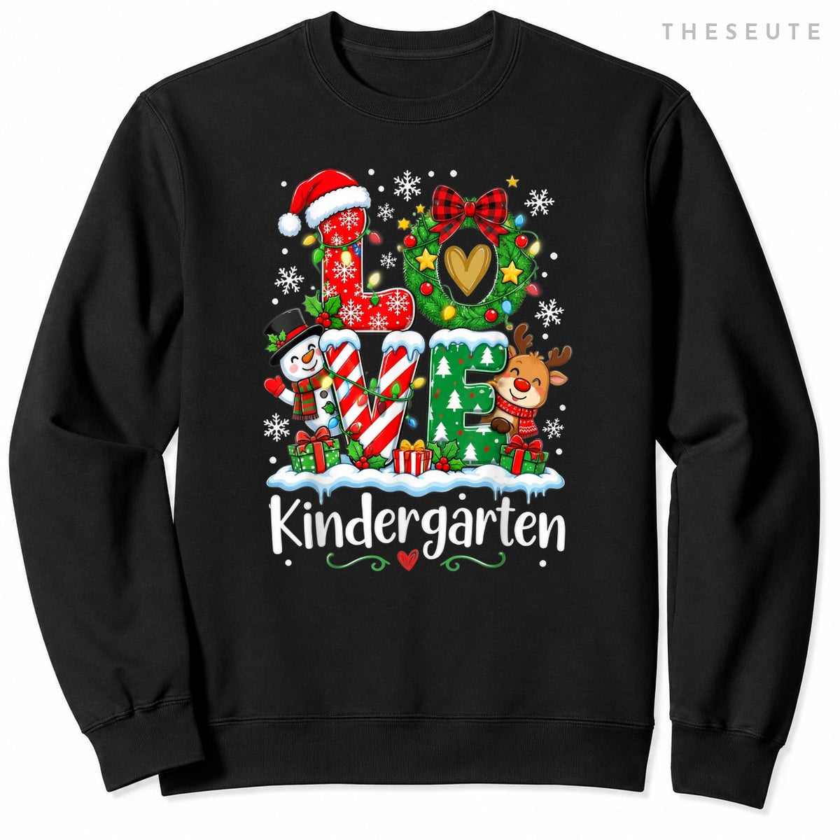 Love Kindergarten Teacher Xmas Gingerbread Christmas Pajamas Sweatshirt
