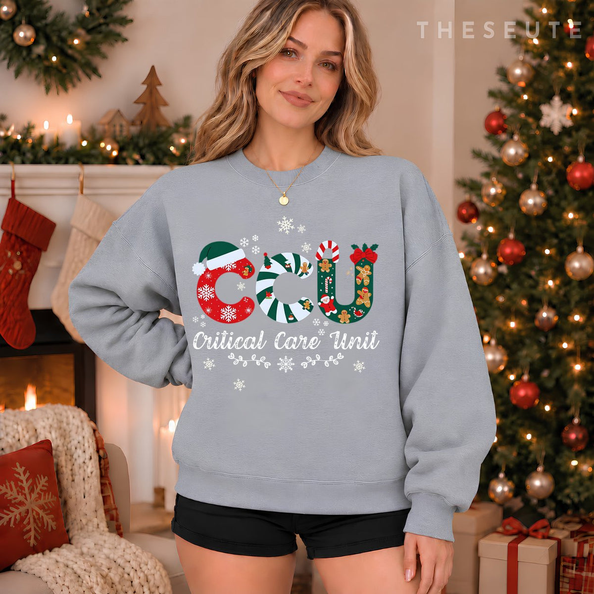 Funny CCU Nurse Christmas Critical Care Unit Xmas Girl Nurse Sweatshirt