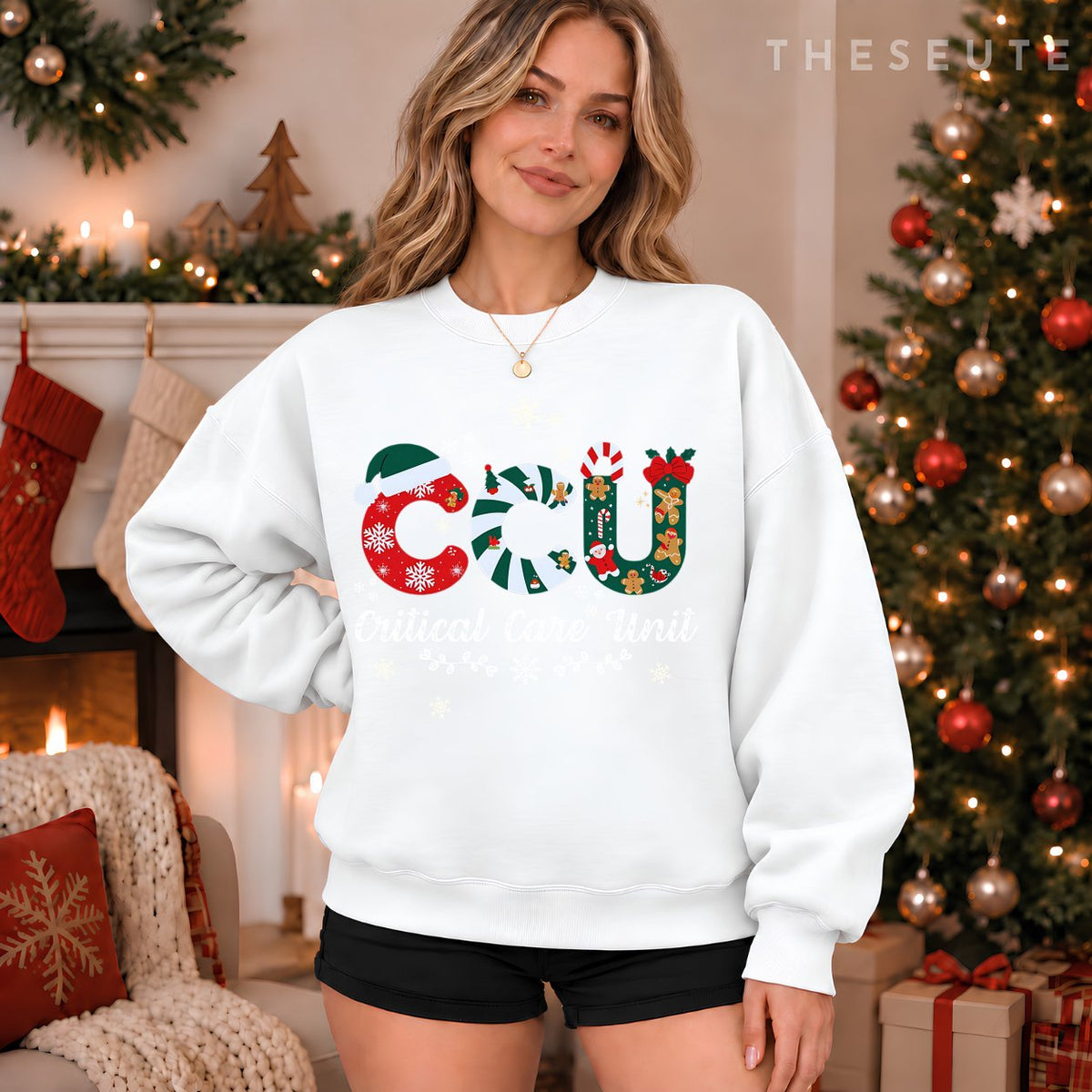 Funny CCU Nurse Christmas Critical Care Unit Xmas Girl Nurse Sweatshirt