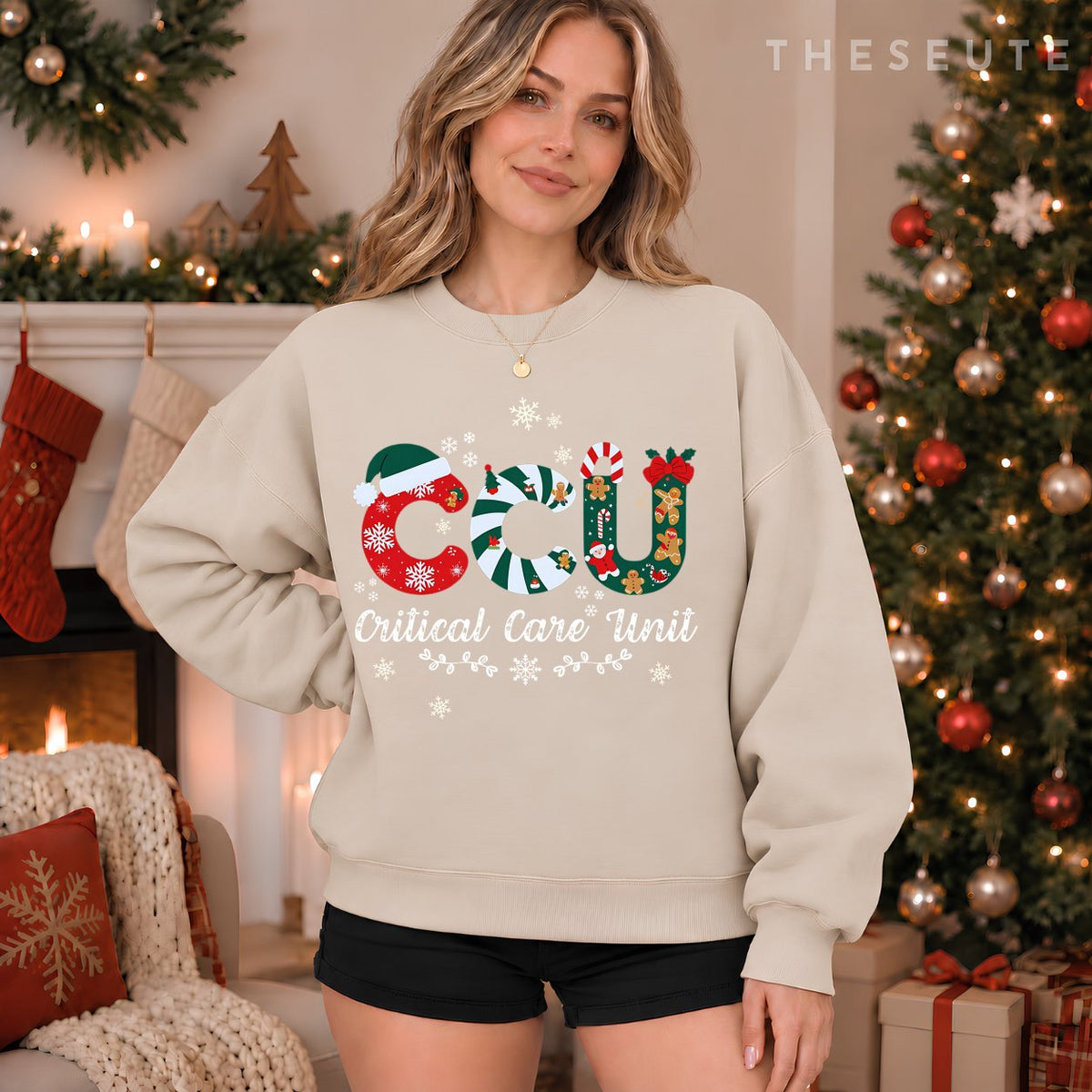 Funny CCU Nurse Christmas Critical Care Unit Xmas Girl Nurse Sweatshirt