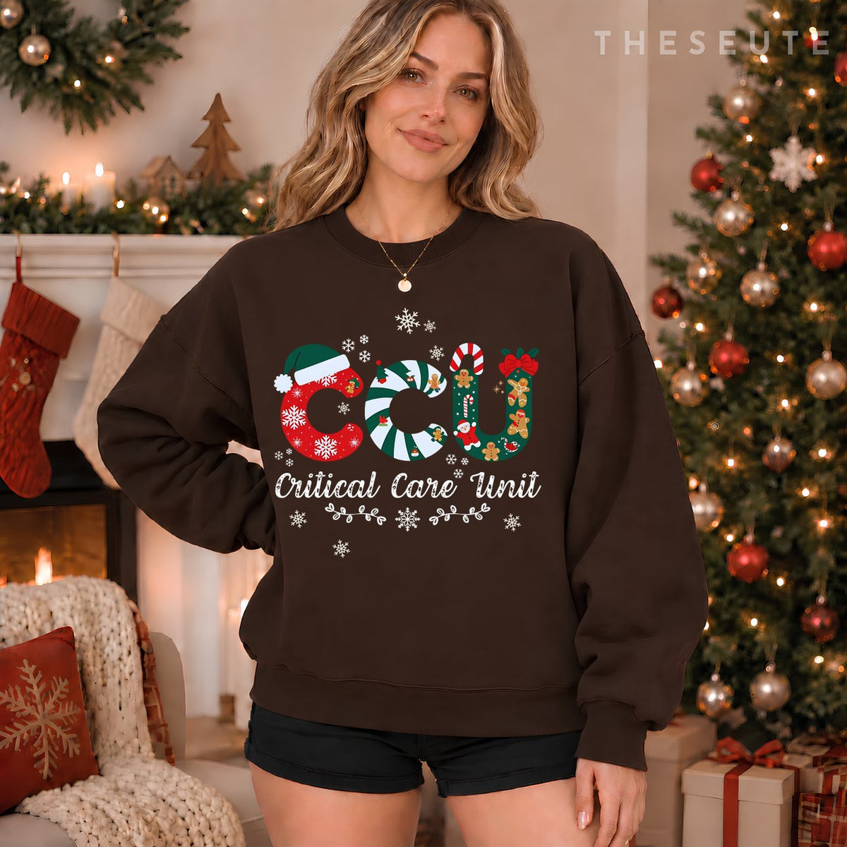 Funny CCU Nurse Christmas Critical Care Unit Xmas Girl Nurse Sweatshirt
