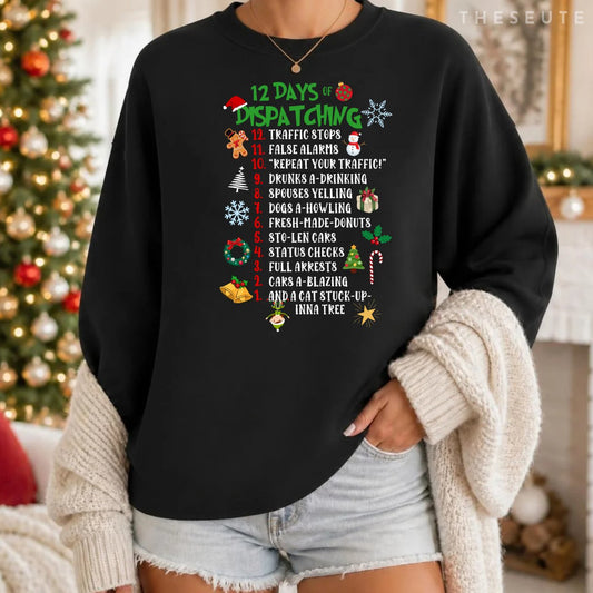 Funny 911 Dispatcher Christmas Gifts Police Thin Gold Line Sweatshirt