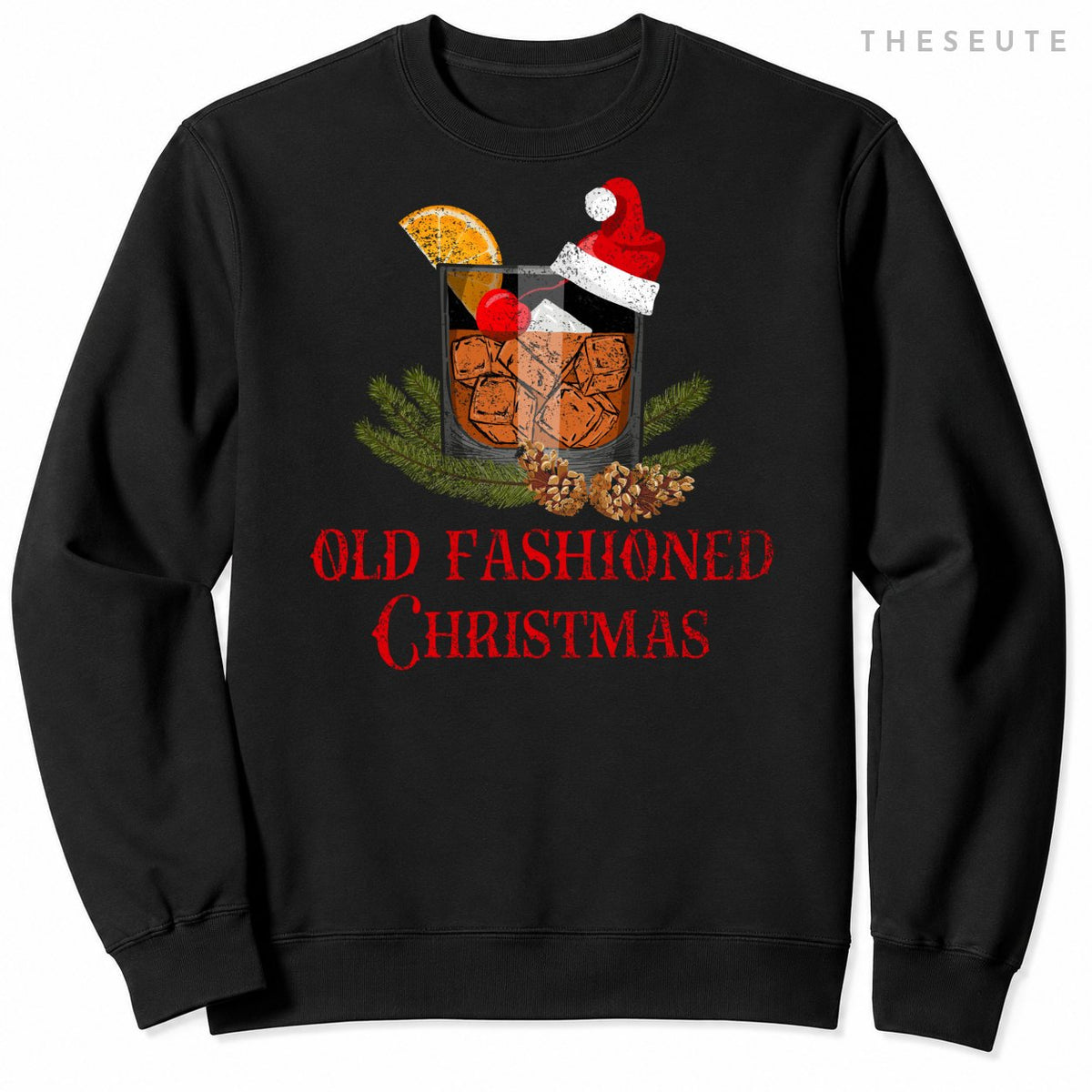 Whiskey Old Fashioned Christmas Funny Bourbon Cocktail Gifts Sweatshirt