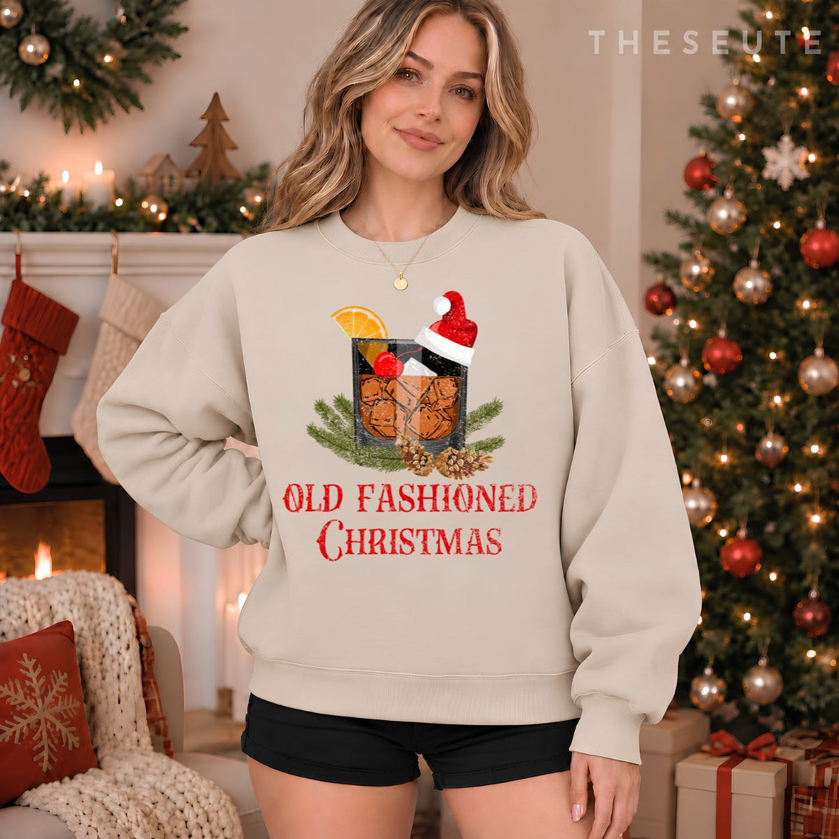 Whiskey Old Fashioned Christmas Funny Bourbon Cocktail Gifts Sweatshirt