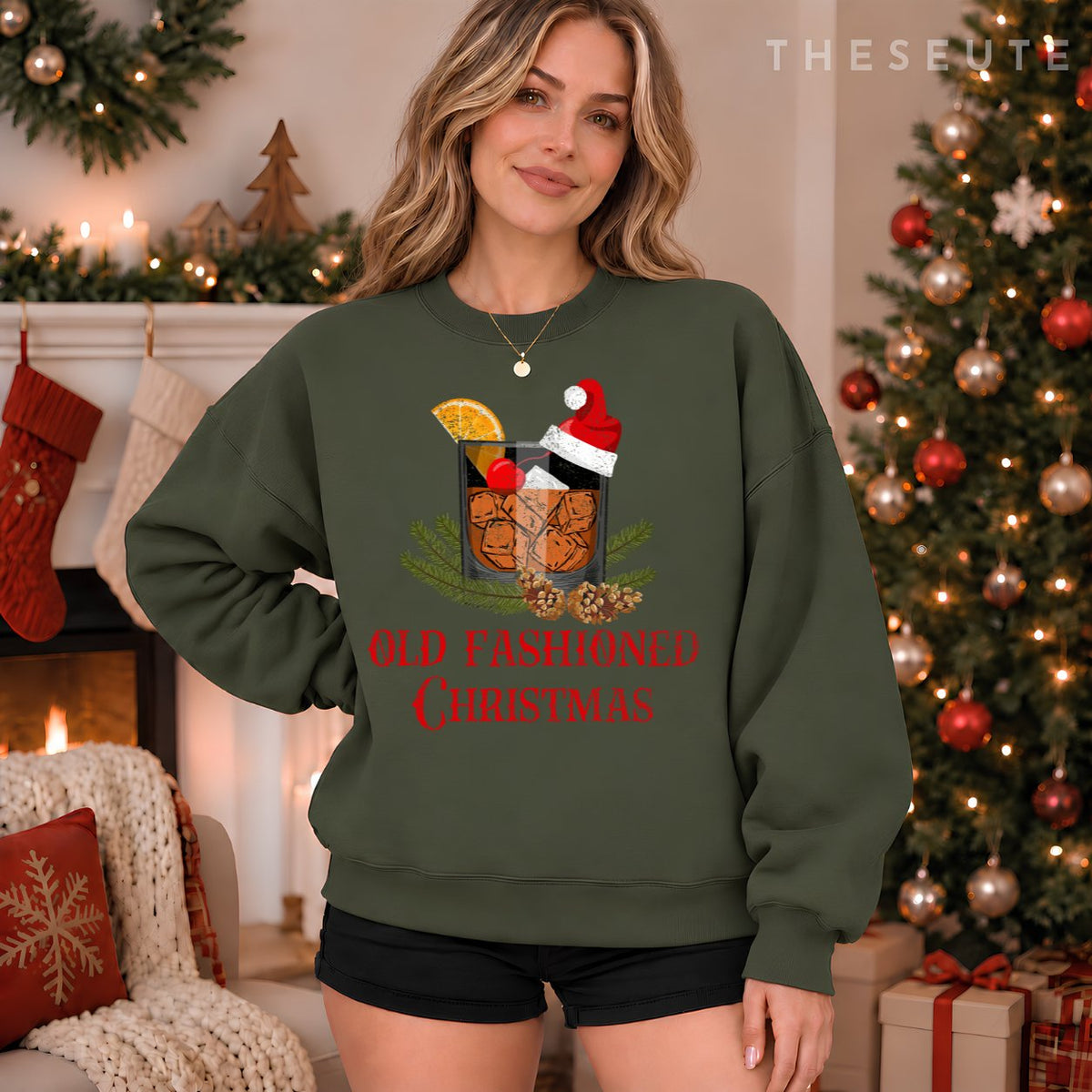 Whiskey Old Fashioned Christmas Funny Bourbon Cocktail Gifts Sweatshirt