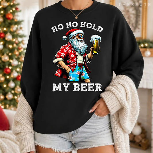 Funny Santa With Sunglasses And Beer Christmas in July Sweatshirt