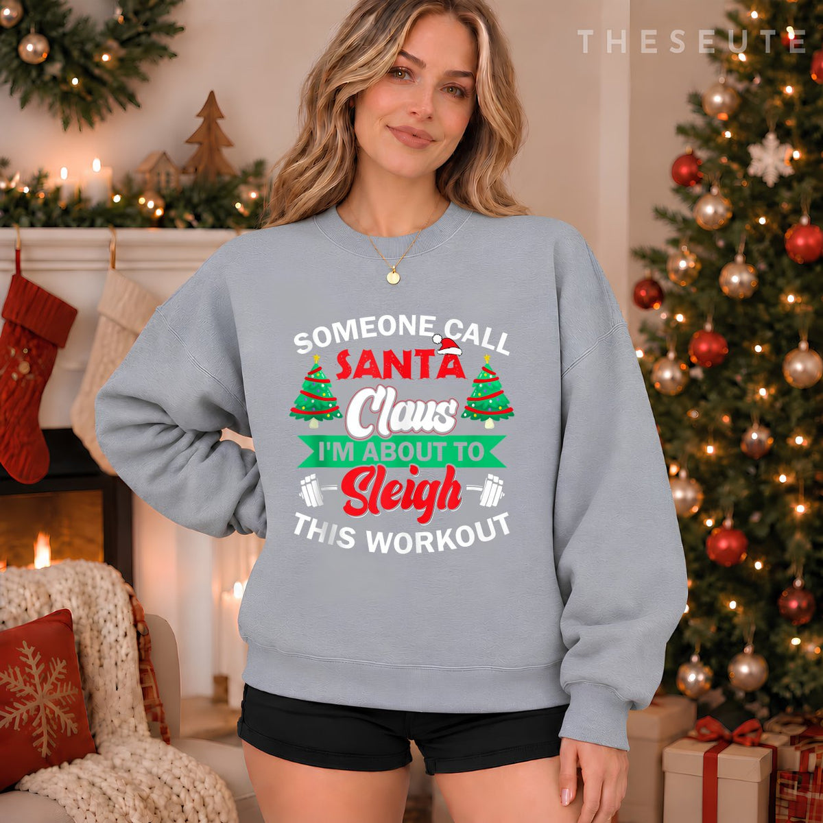 I'm About To Sleigh This Workout Funny Christmas Gym Barbell Sweatshirt
