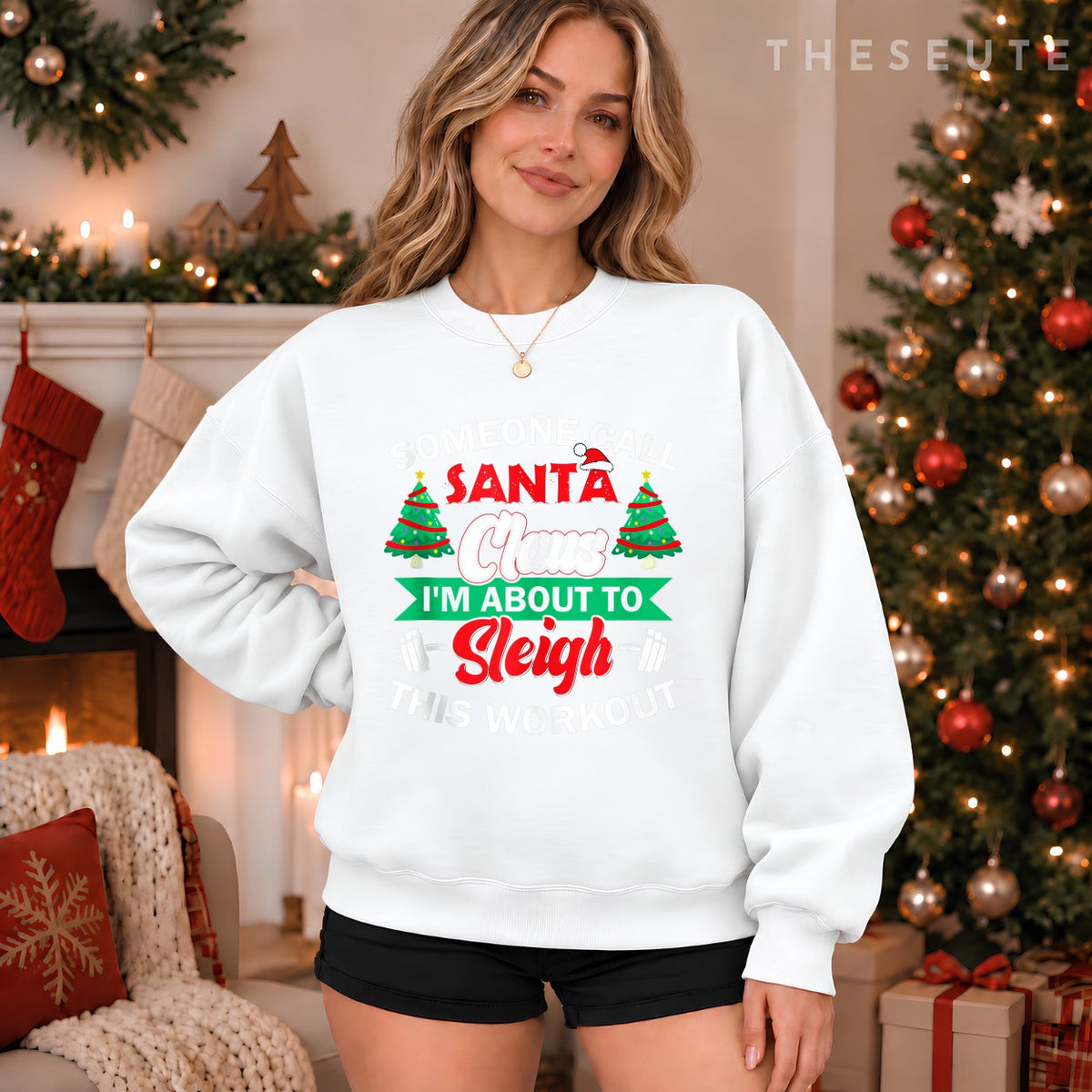 I'm About To Sleigh This Workout Funny Christmas Gym Barbell Sweatshirt