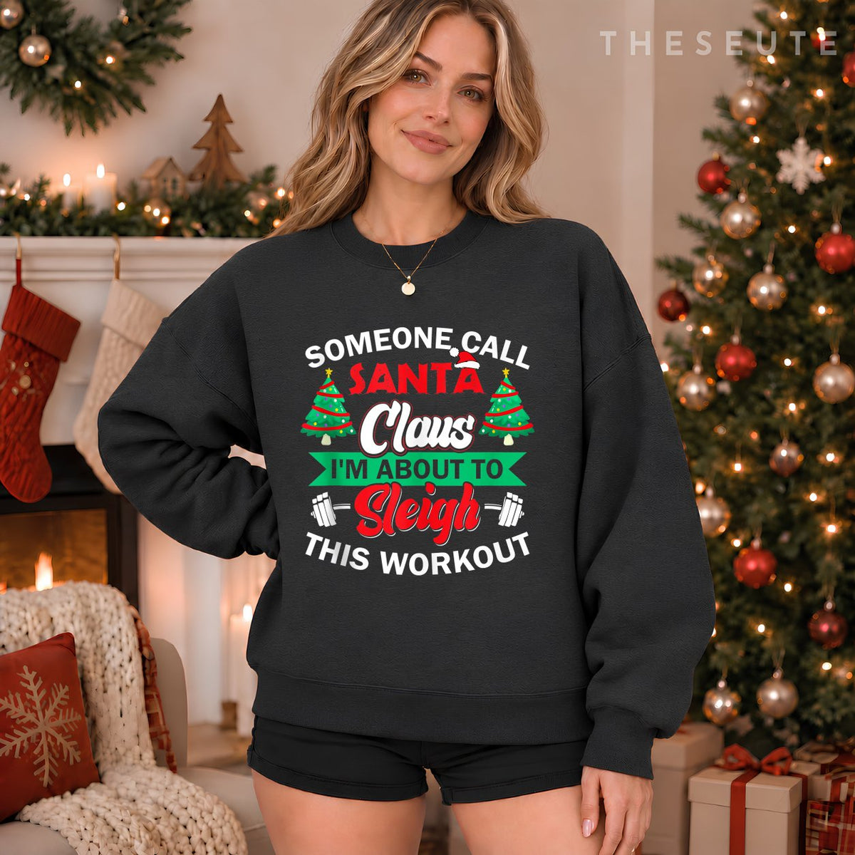 I'm About To Sleigh This Workout Funny Christmas Gym Barbell Sweatshirt