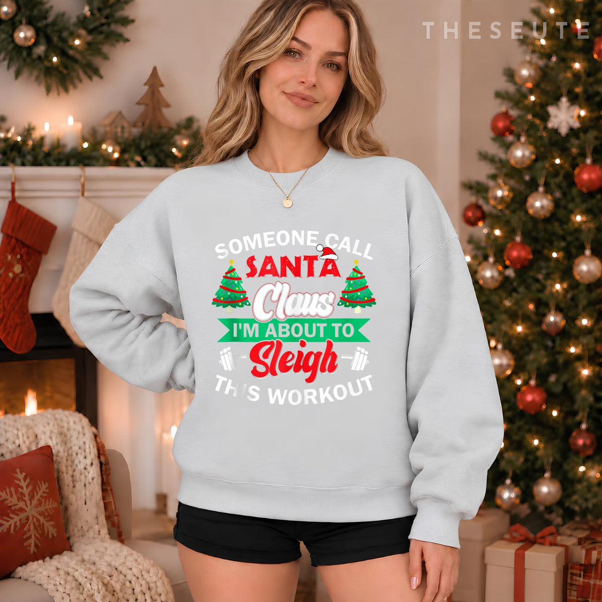 I'm About To Sleigh This Workout Funny Christmas Gym Barbell Sweatshirt