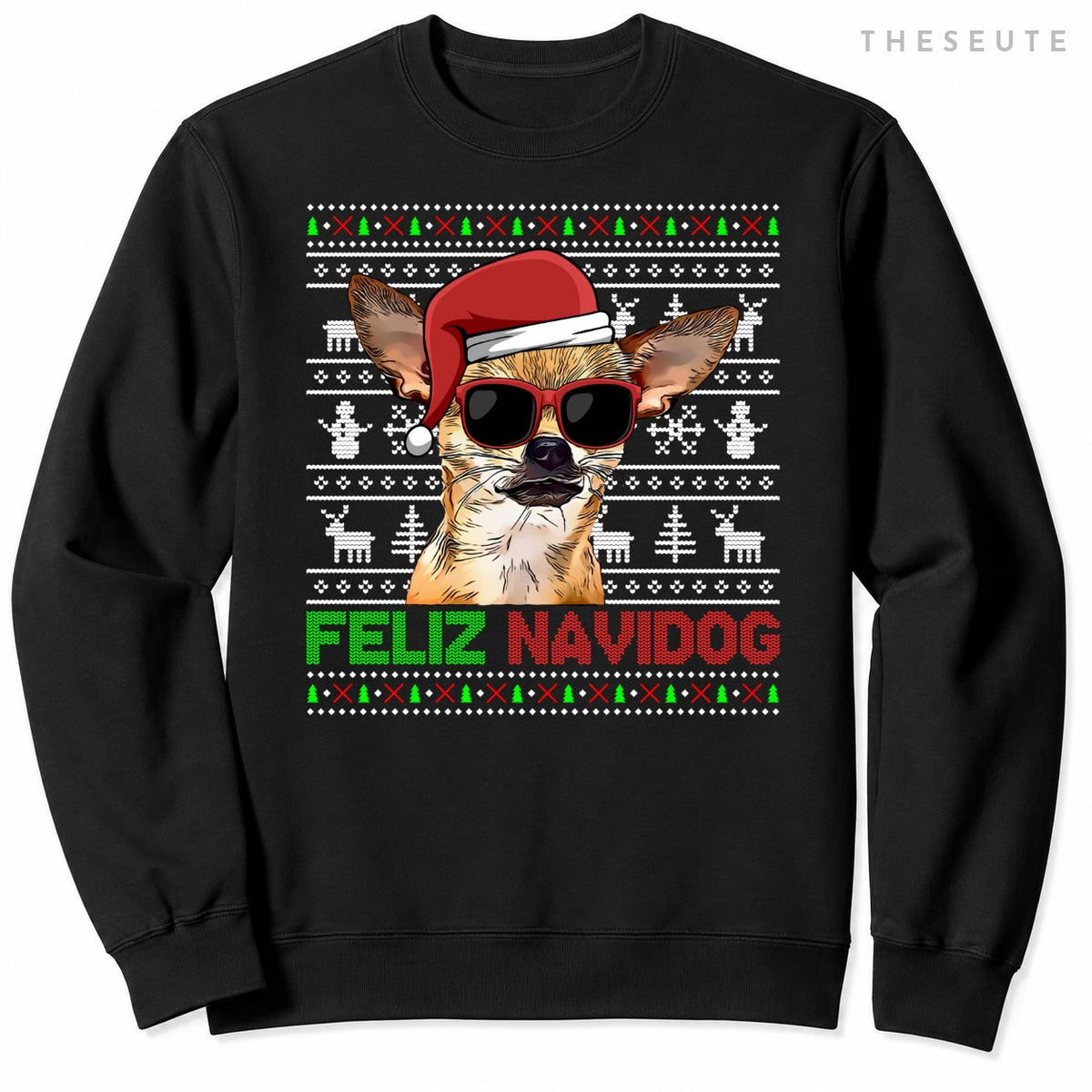 Chihuahua Dog Feliz Navidog Funny Christmas Sweatshirt