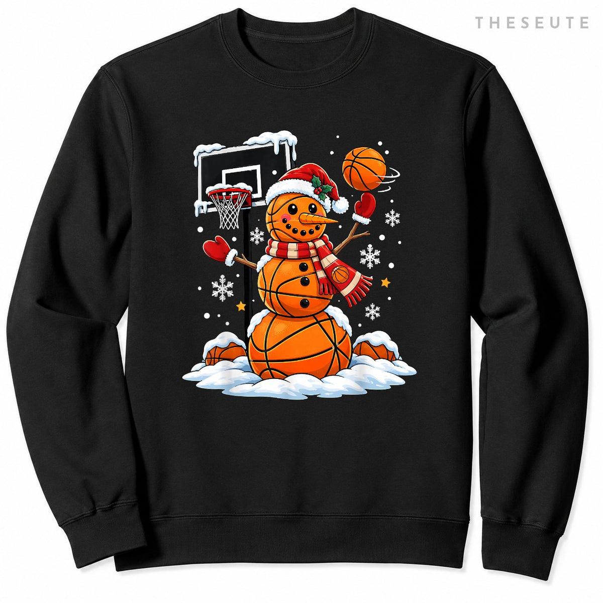 Funny Snowman Basketball Player Christmas Xmas Sports Boys Sweatshirt