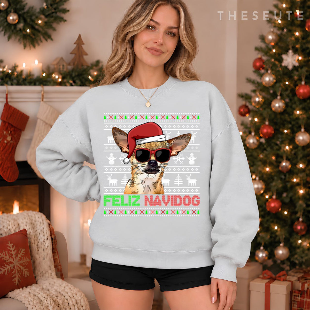 Chihuahua Dog Feliz Navidog Funny Christmas Sweatshirt