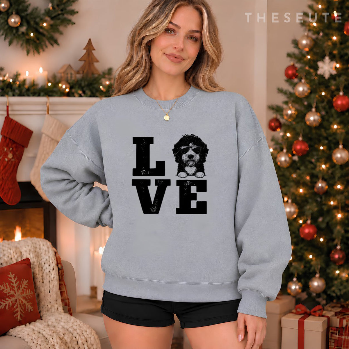 Love My Bernedoodle Gifts for Dog Lovers Funny Dog Christmas Sweatshirt