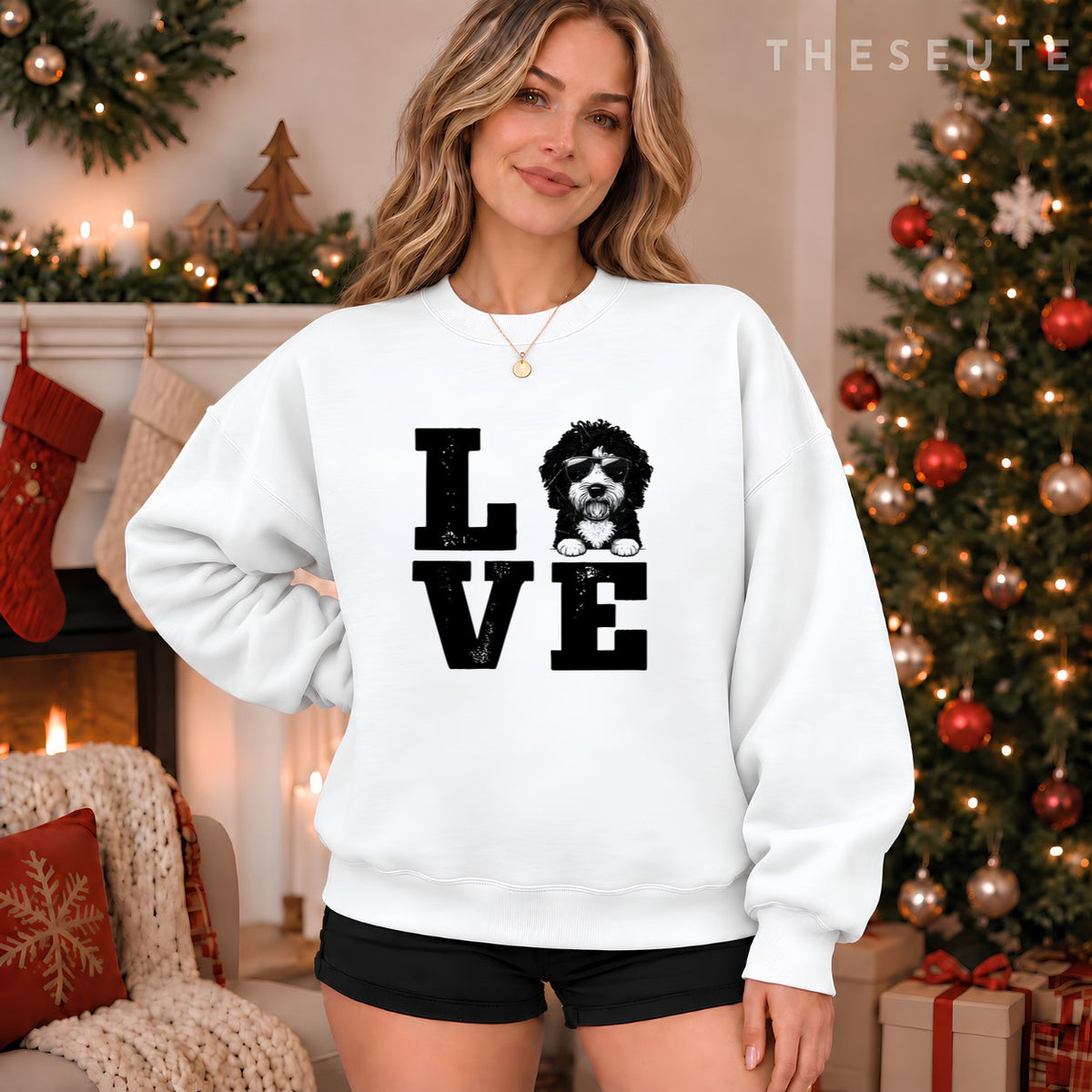 Love My Bernedoodle Gifts for Dog Lovers Funny Dog Christmas Sweatshirt