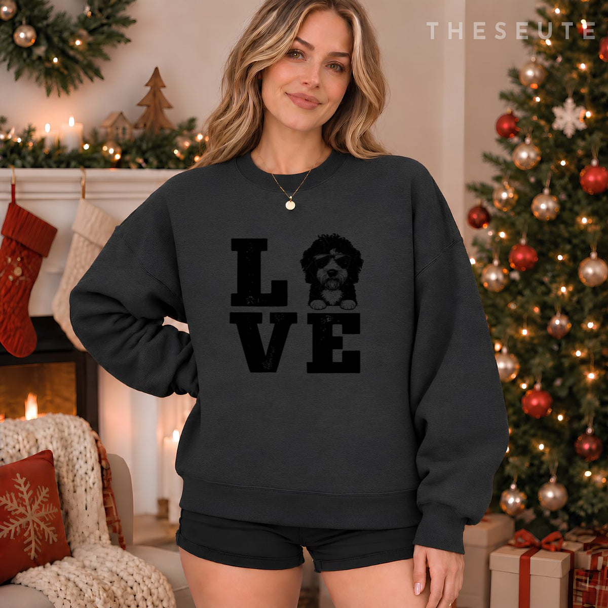 Love My Bernedoodle Gifts for Dog Lovers Funny Dog Christmas Sweatshirt