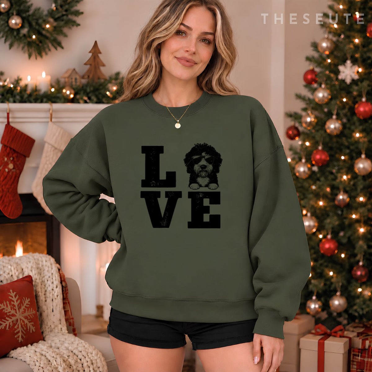 Love My Bernedoodle Gifts for Dog Lovers Funny Dog Christmas Sweatshirt
