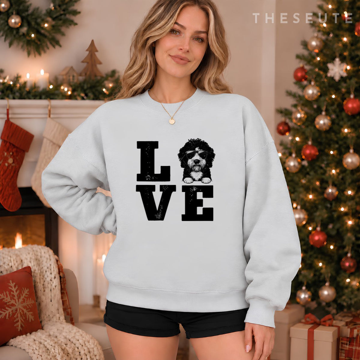 Love My Bernedoodle Gifts for Dog Lovers Funny Dog Christmas Sweatshirt