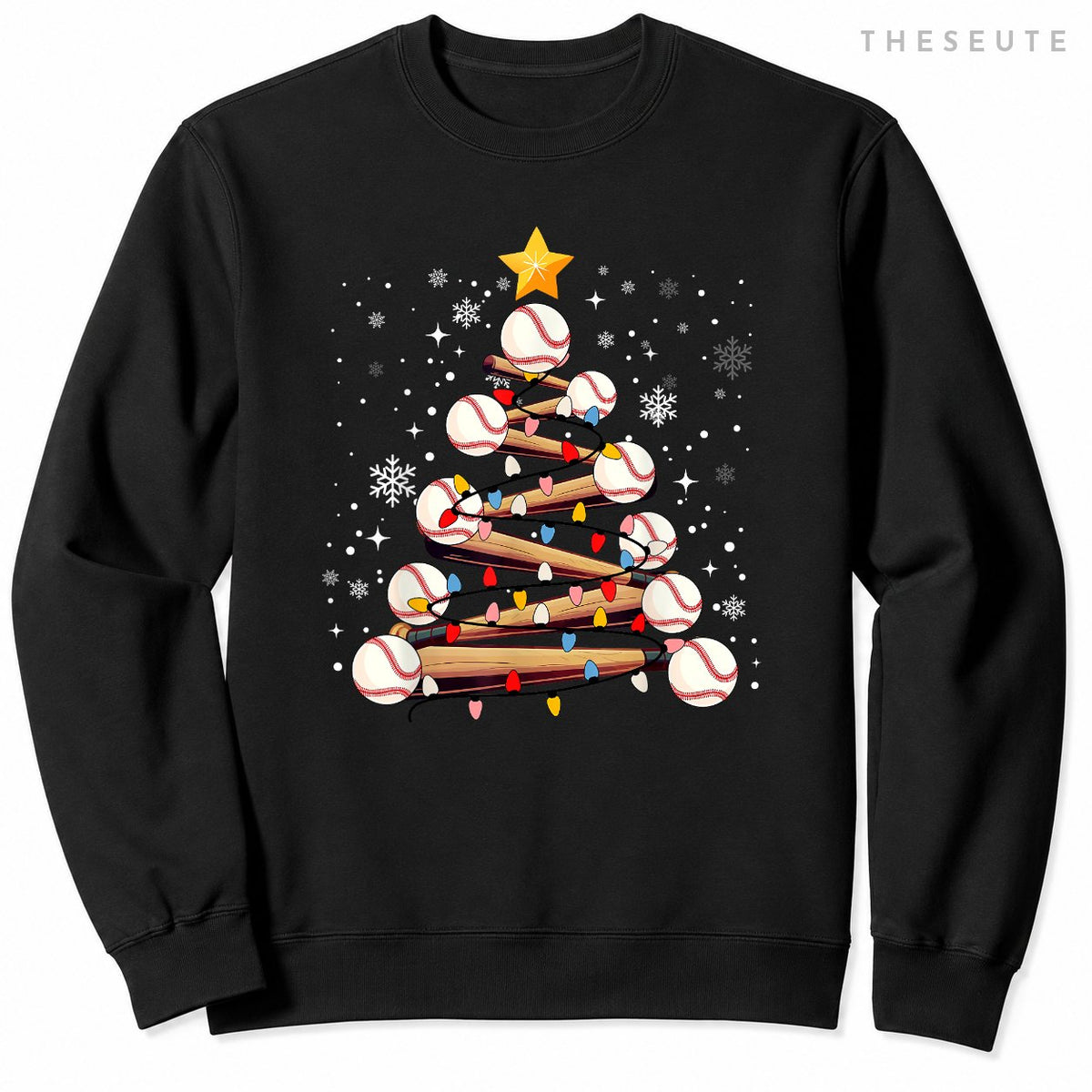 Baseball Christmas Tree Light Xmas Baseball Boys Kids Sweatshirt