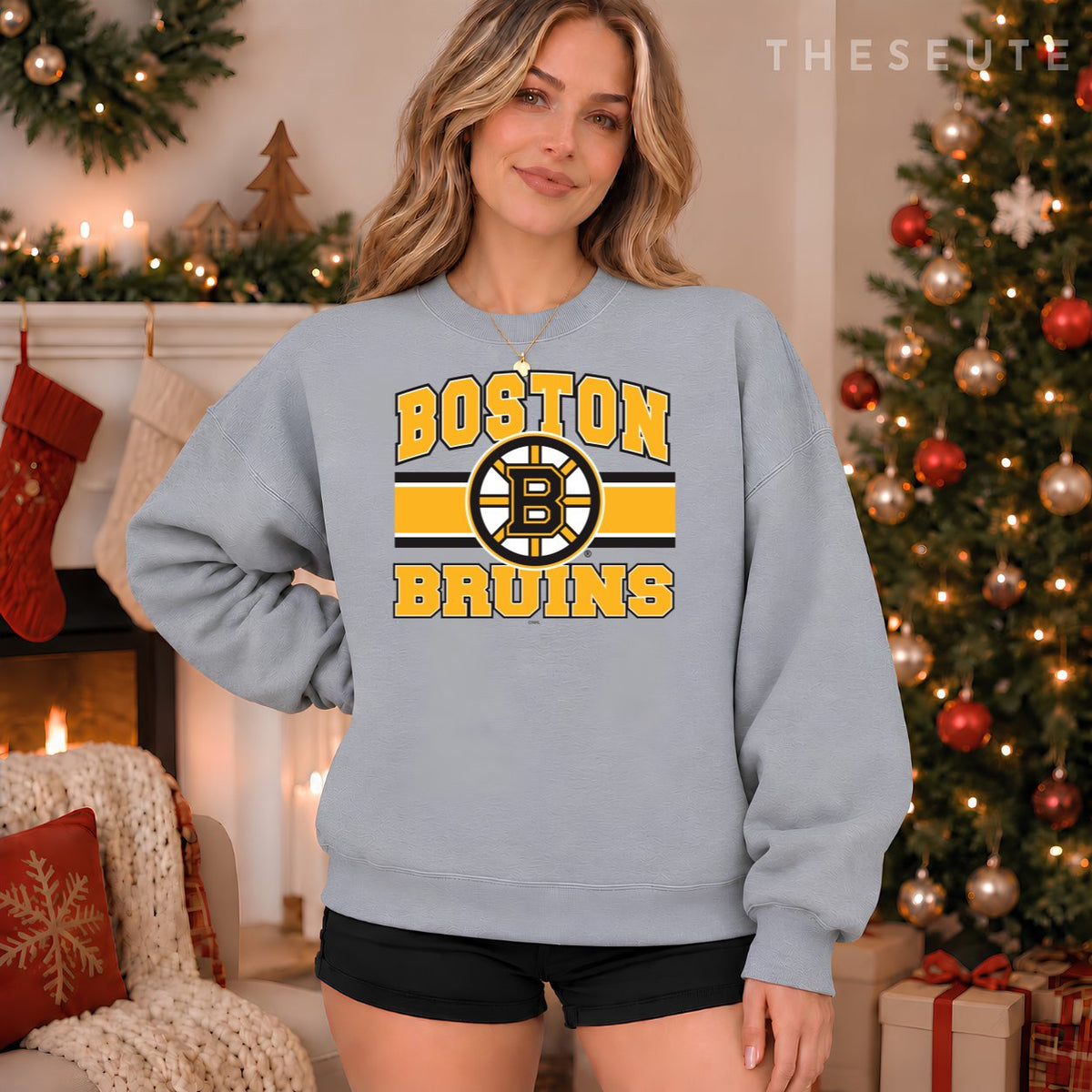 Boston Bruins Stripe Gray Officially Licensed Sweatshirt