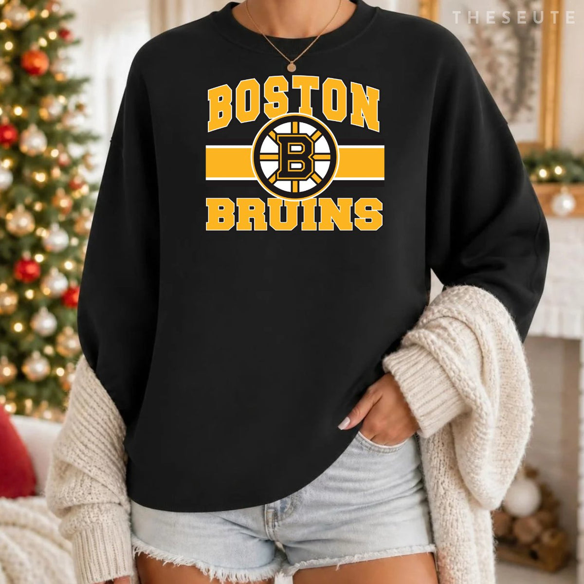 Boston Bruins Stripe Gray Officially Licensed Sweatshirt