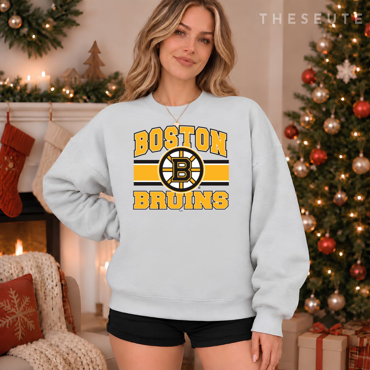 Boston Bruins Stripe Gray Officially Licensed Sweatshirt