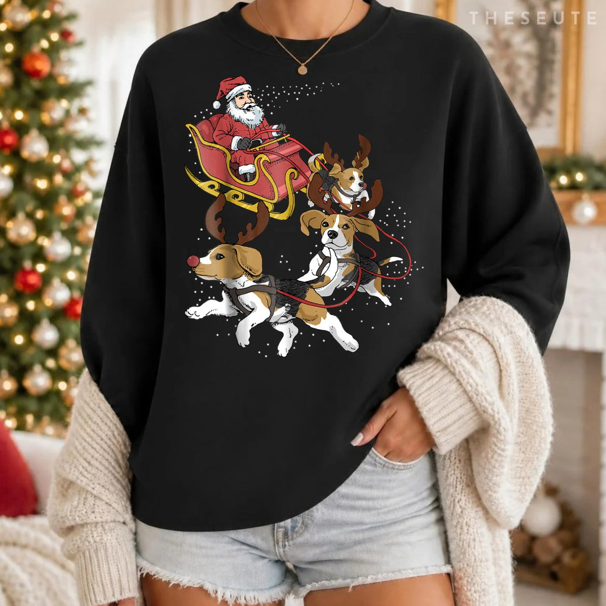 Funny Beagle Sweatshirt Christmas Sweatshirt For Cute Dog Lovers