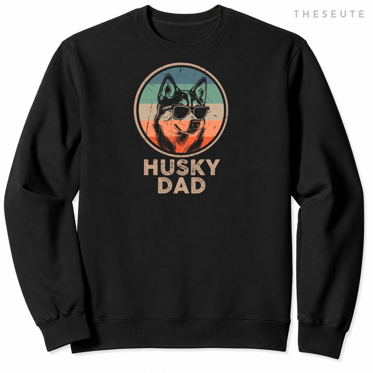 Vintage Husky Dog Dad Gifts for Men Husky Dad Dog Lover Xmas Sweatshirt