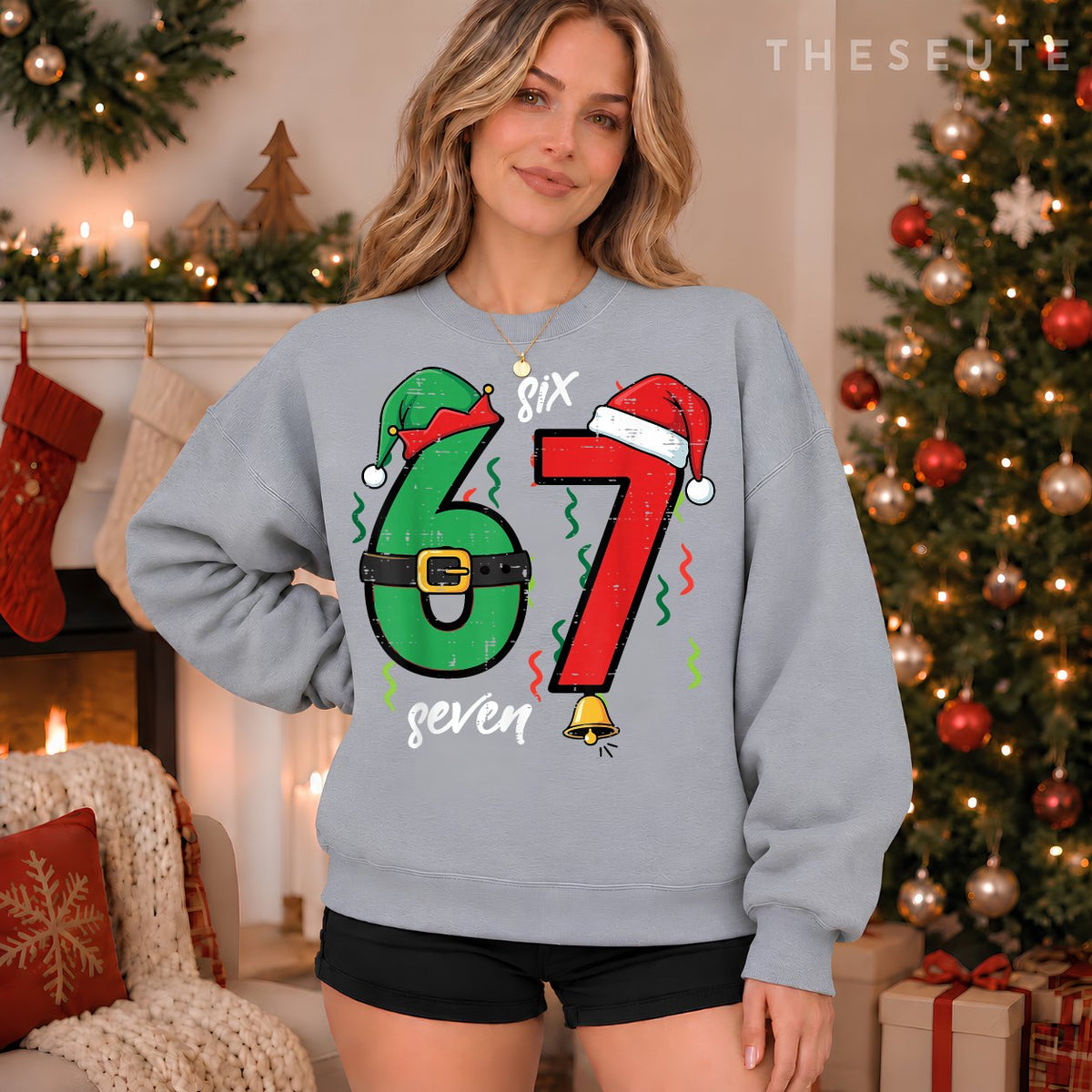 67 Christmas Funny 6 7 Meme Six Seven Xmas Boys Kids Youth Sweatshirt