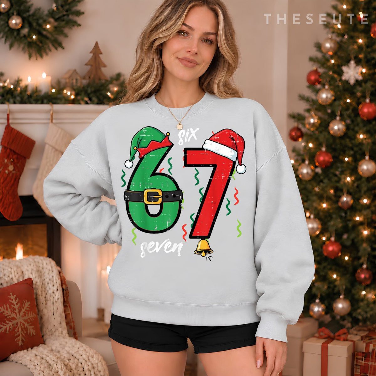 67 Christmas Funny 6 7 Meme Six Seven Xmas Boys Kids Youth Sweatshirt
