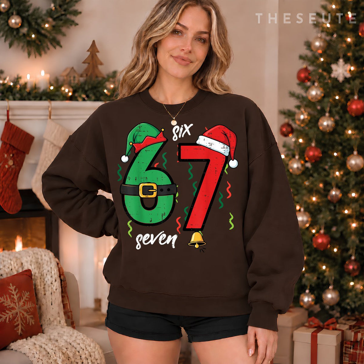 67 Christmas Funny 6 7 Meme Six Seven Xmas Boys Kids Youth Sweatshirt