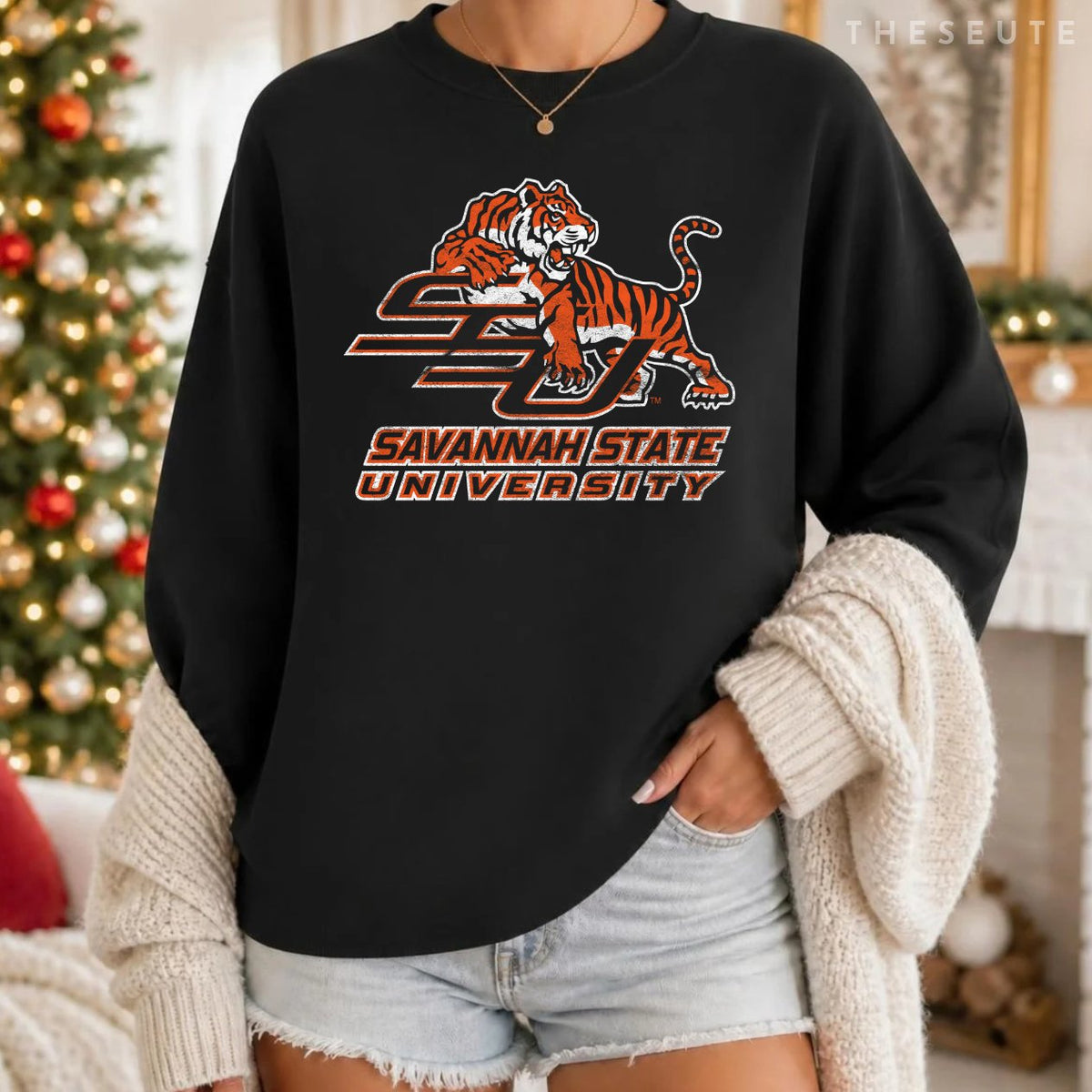 Savannah State University SSU Tigers Distressed Primary Sweatshirt