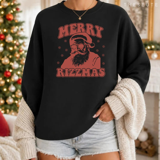 Merry Rizzmas Funny Christmas Rizz Santa Claus Rizzler Sweatshirt