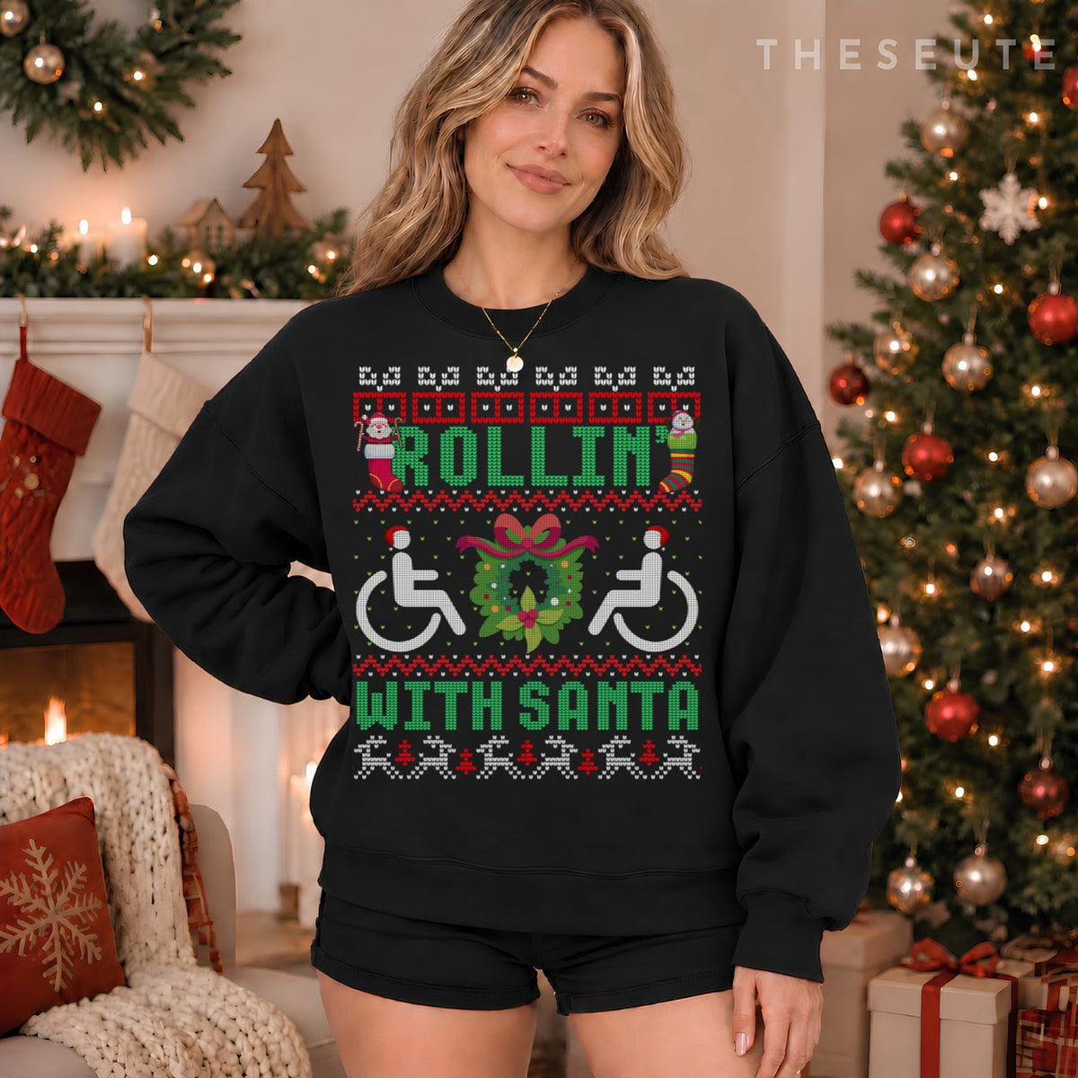 Handicap Wheelchair Funny Ugly Christmas Sweatshirt