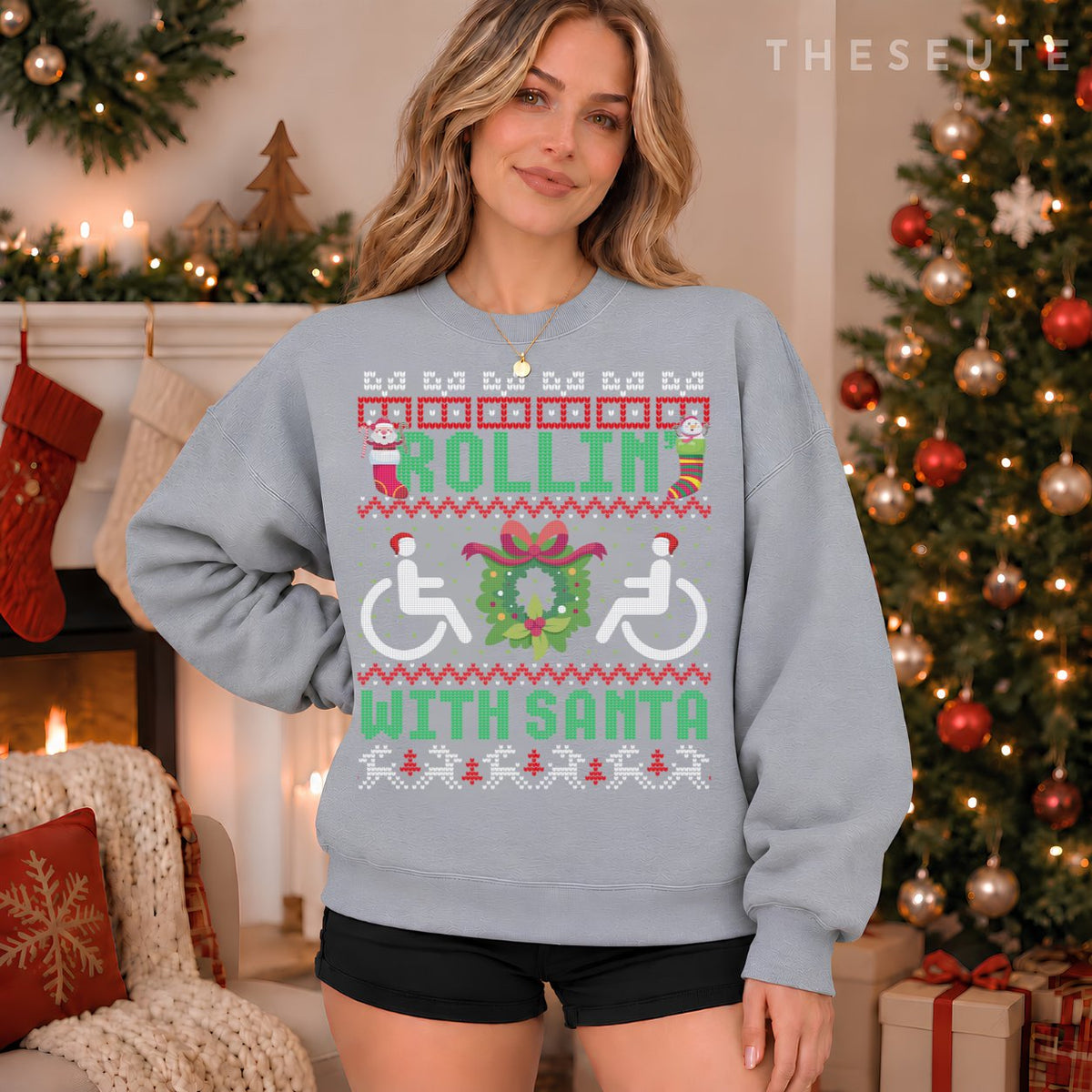 Handicap Wheelchair Funny Ugly Christmas Sweatshirt
