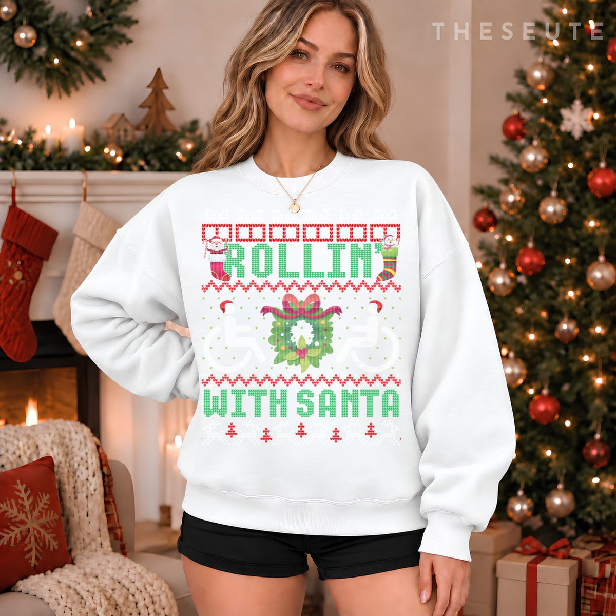 Handicap Wheelchair Funny Ugly Christmas Sweatshirt