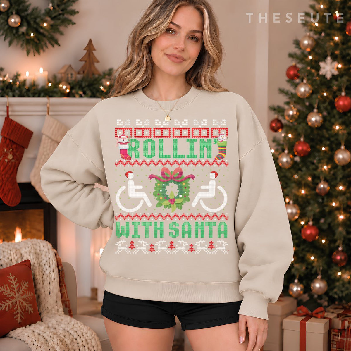 Handicap Wheelchair Funny Ugly Christmas Sweatshirt