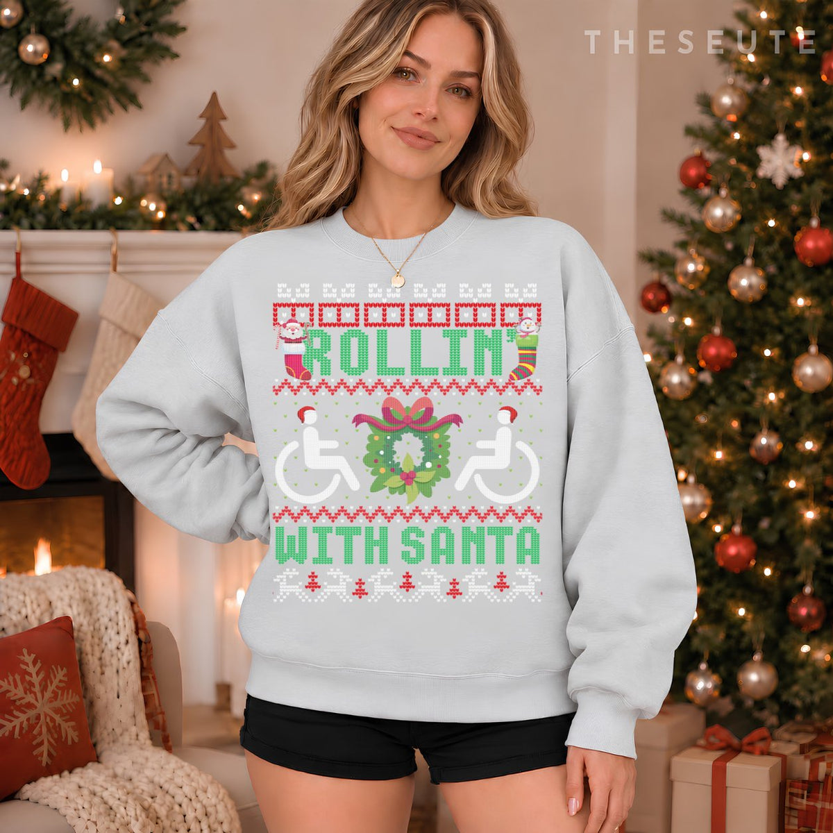 Handicap Wheelchair Funny Ugly Christmas Sweatshirt