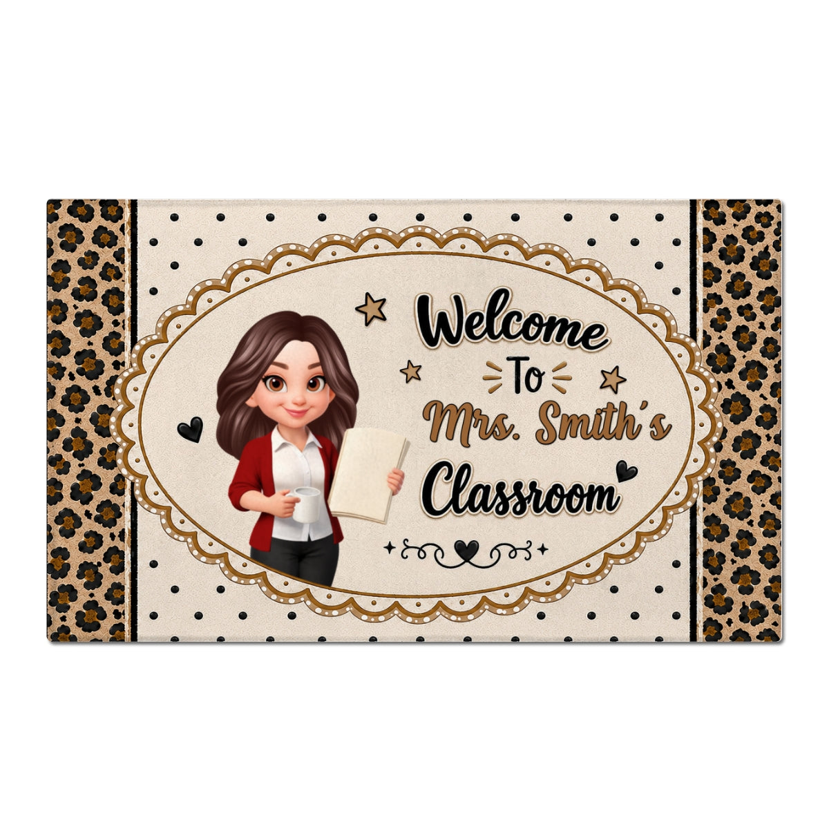 Leopard Style Welcome To Classroom - Personalized Doormat - Back To School Gift For Teacher, Classroom Decor