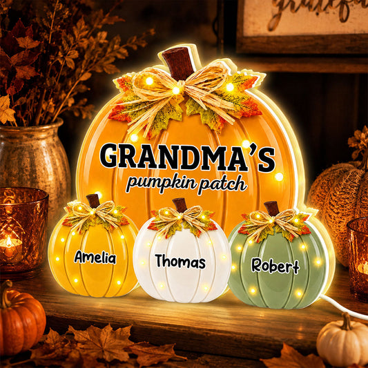 Retro Vintage Grandma Pumpkin Patch - Personalized Light Box - Fall Decor For Grandma