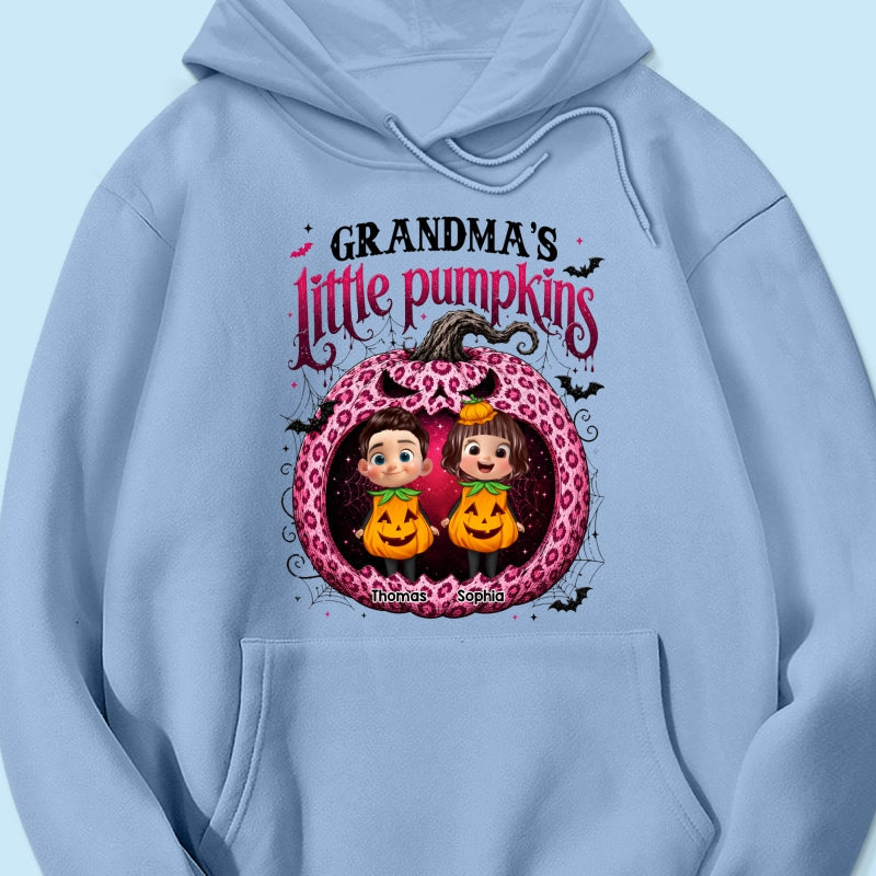 Grandma's Little Pumpkins Jack O Lantern - Personalized Shirt - Trendy Halloween Tee for Grandma