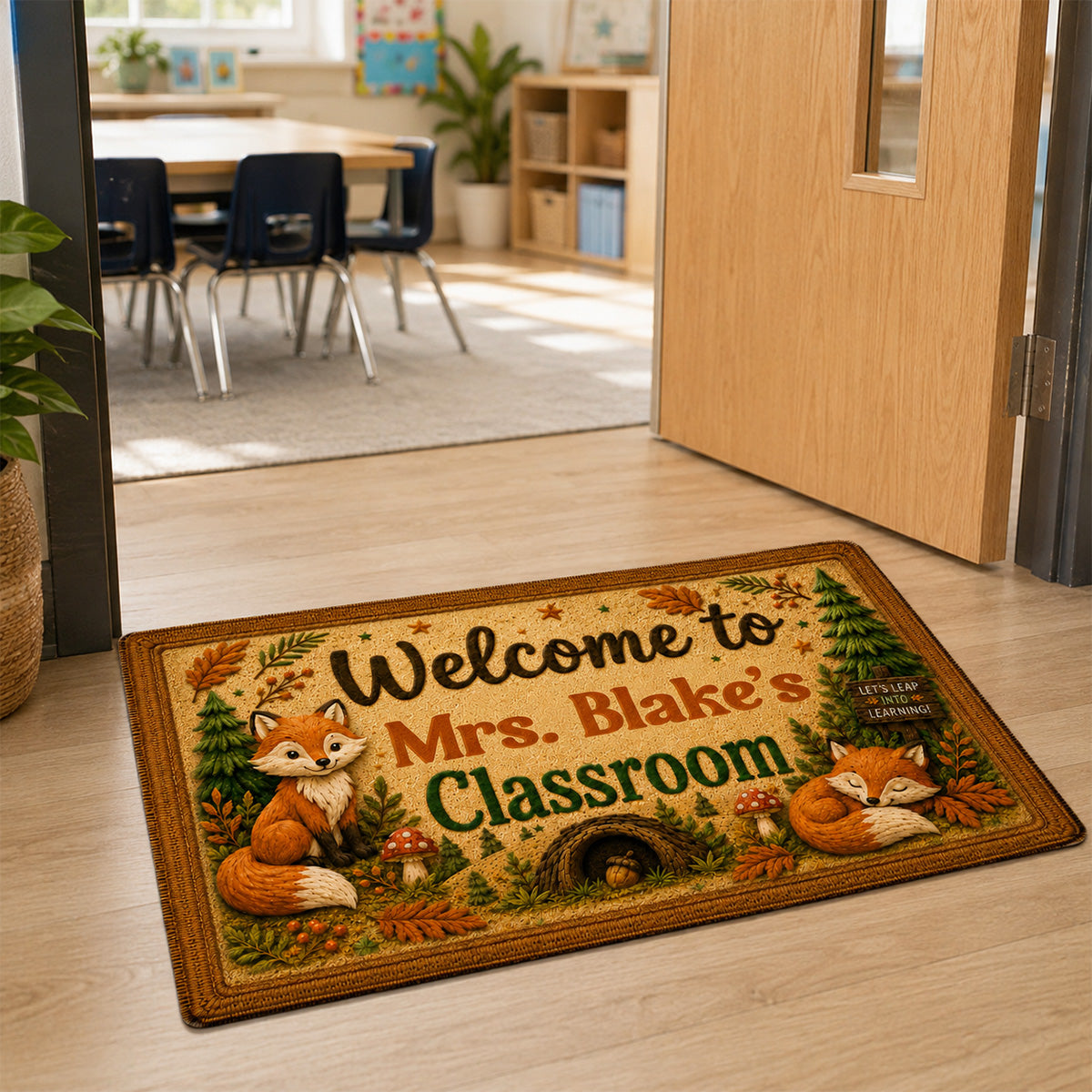 Woodland Animals Teacher Welcome - Personalized Doormat - Back To School Gift