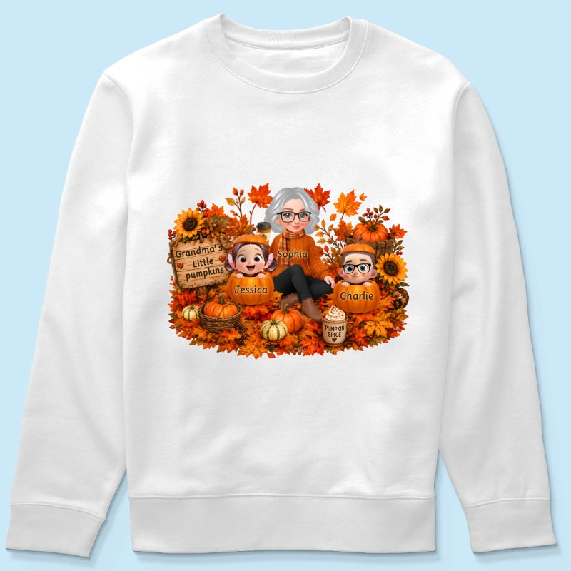 Grandma's Little Pumpkins Grandkids Fall - Personalized Shirt - Fall Season Gift, Gift For Grandma