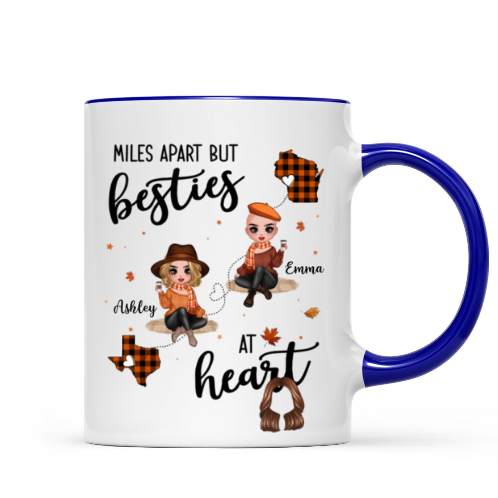 Fall Season Plaid Long Distance Doll Besties Personalized Mug