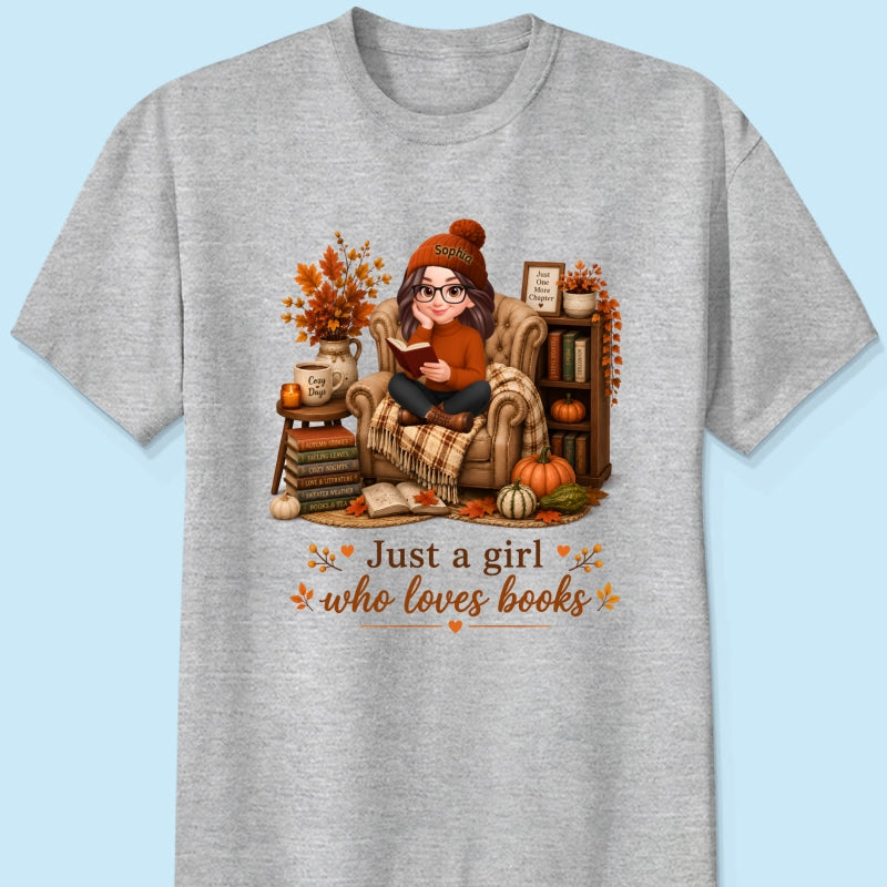 Cozy Reading Books Coffee Girl - Personalized Shirt - Fall Season Gift, Gift For Book Lovers
