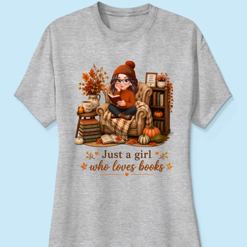 Cozy Reading Books Coffee Girl - Personalized Shirt - Fall Season Gift, Gift For Book Lovers