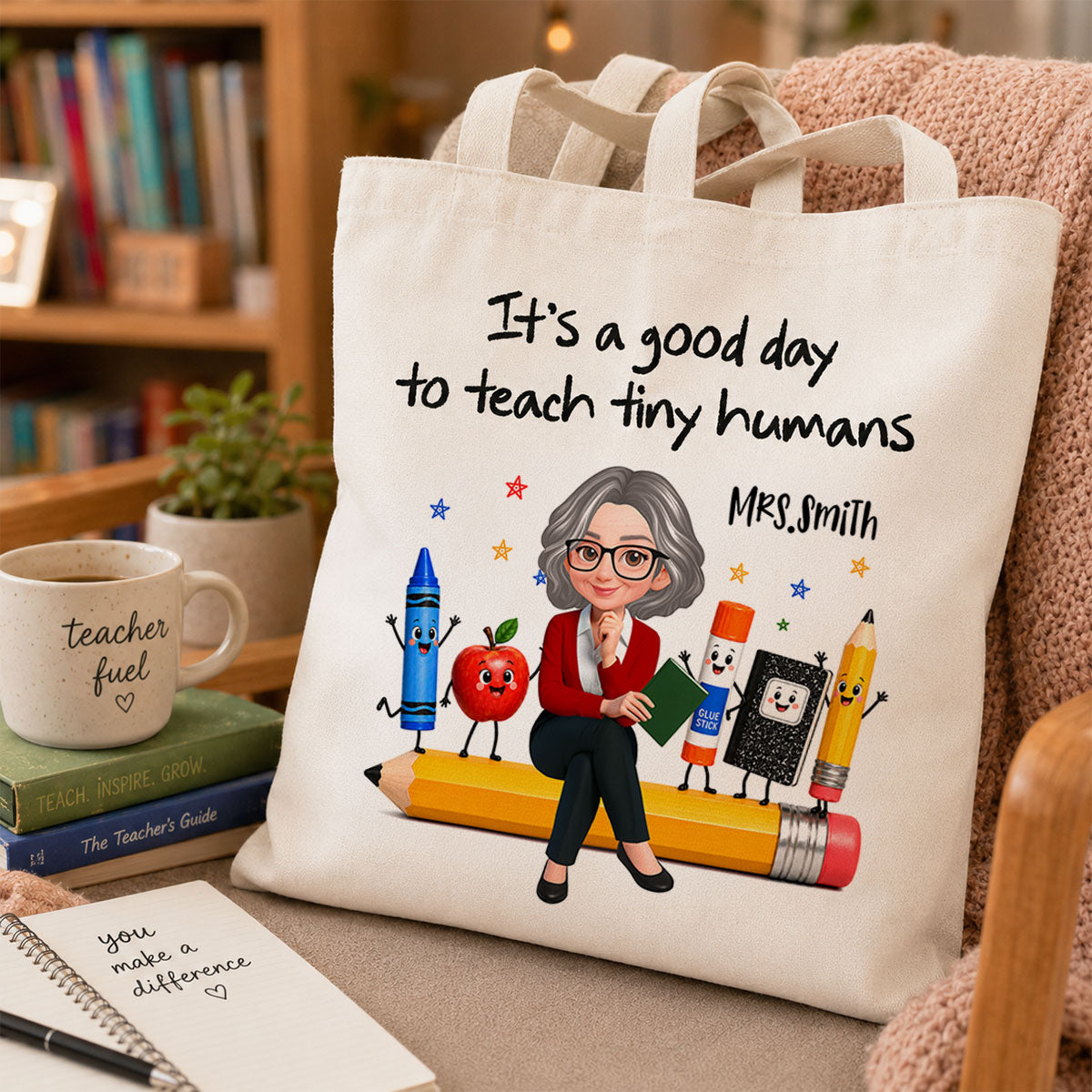 Funny Teacher Life It's A Good Day To Teach Tiny Humans - Personalized Tote Bag - Back To School Gift For Teacher
