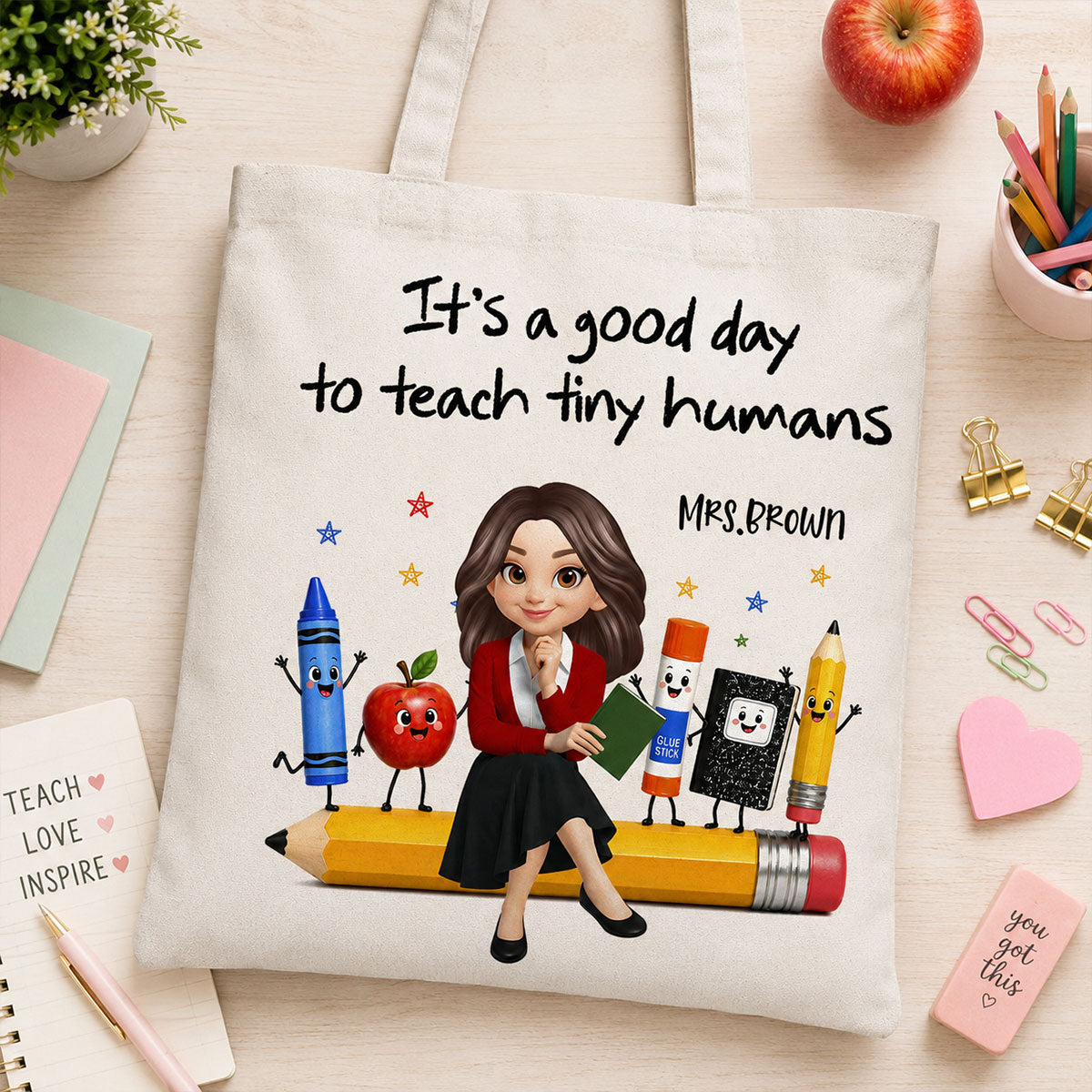 Funny Teacher Life It's A Good Day To Teach Tiny Humans - Personalized Tote Bag - Back To School Gift For Teacher