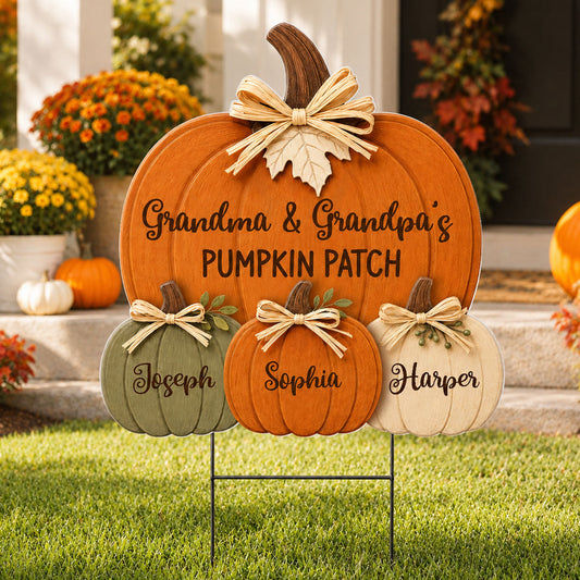 Cozy Rustic Fall Vibe Grandpa Grandma's Pumpkin Patch - Personalized Yard Sign - Fall Decor For Grandparents