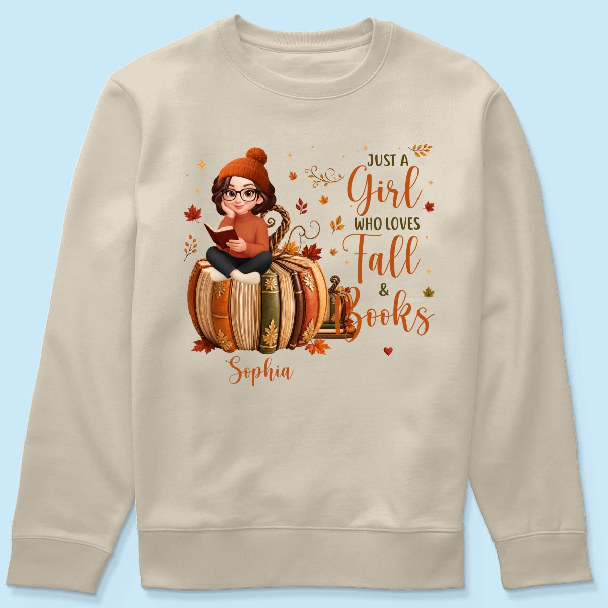 All Booked For Fall Girl Reading Book On Fall Book Pumpkin - Personalized Shirt - Fall Season Gift For Book Lover